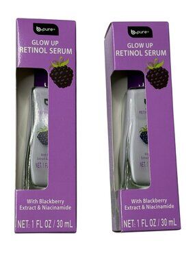b.pure Retinol Serum 2 Pack Niacinamide Glow Up Face Skincare Treatment New